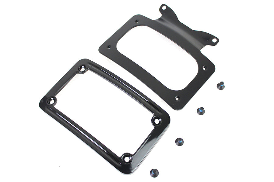 31-0019 - Curved License Plate with Frame Black by V-Twin