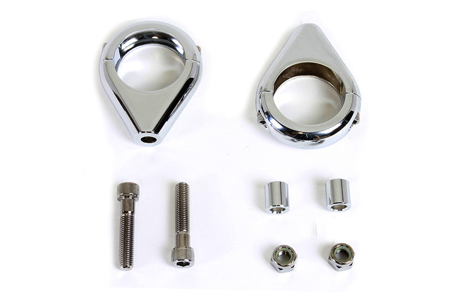 31-0084 - Chrome Turn Signal Clamp Kit 39mm Forks by V-Twin