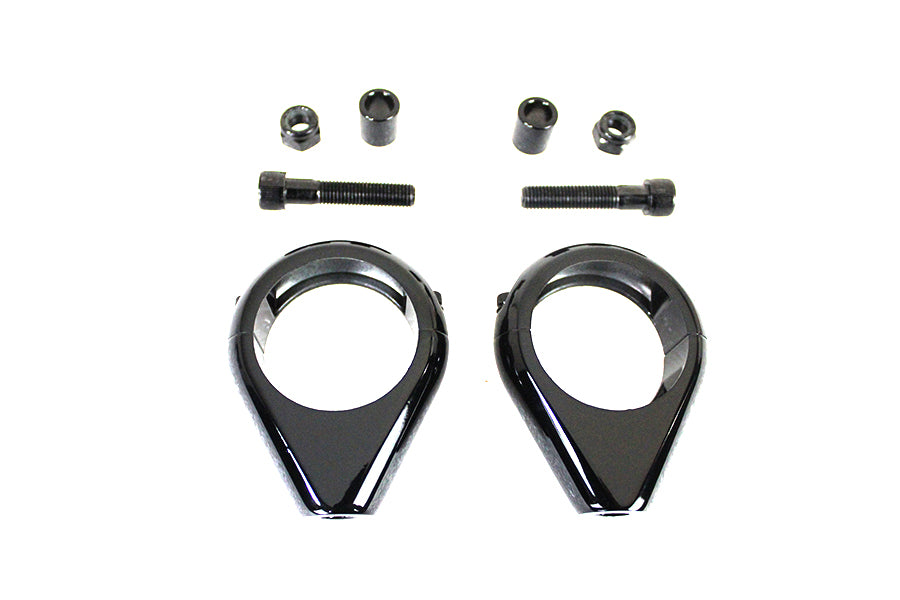 31-0089 - Black Turn Signal Clamp Kit 41mm Forks by V-Twin