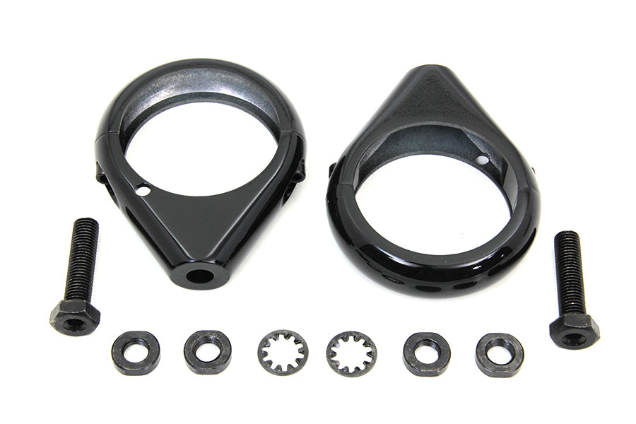 31-0092 - Black Turn Signal Clamp Kit 49mm Forks by V-Twin