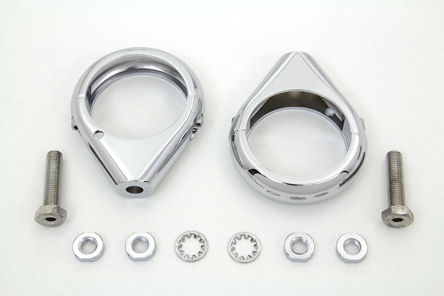 31-0094 - Chrome Turn Signal Clamp Kit 49mm Forks by V-Twin