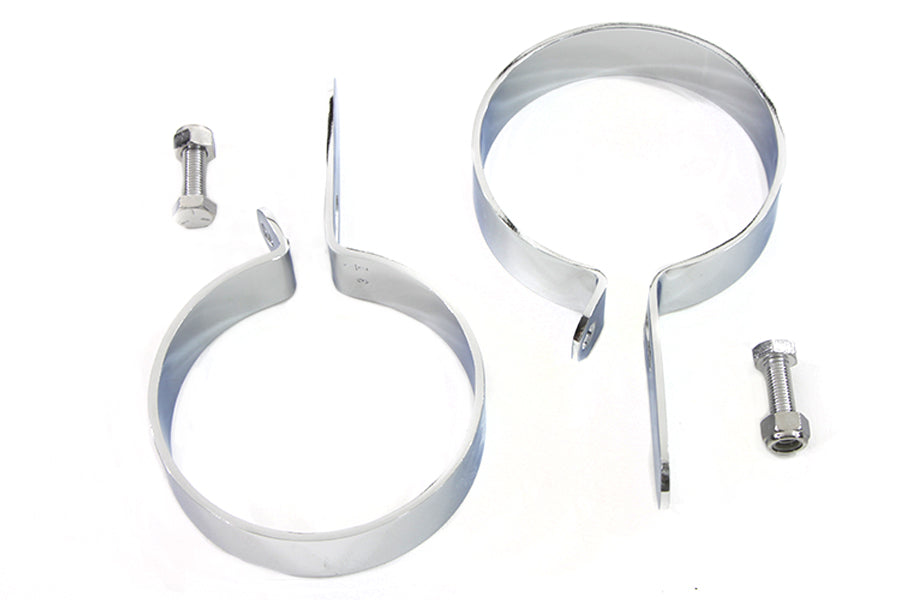 31-1977 - Chrome 3-1/2  Muffler Body and End Hanger Clamp Set by V-Twin