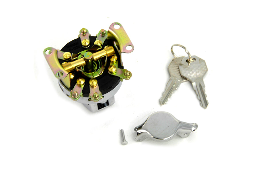 32-0419 - Fat Bob Ignition Switch with 6 Terminals Chrome by Volt Tech