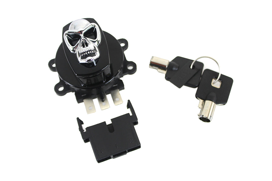 32-1442 - Black Ignition Switch with Chrome Skull by Volt Tech