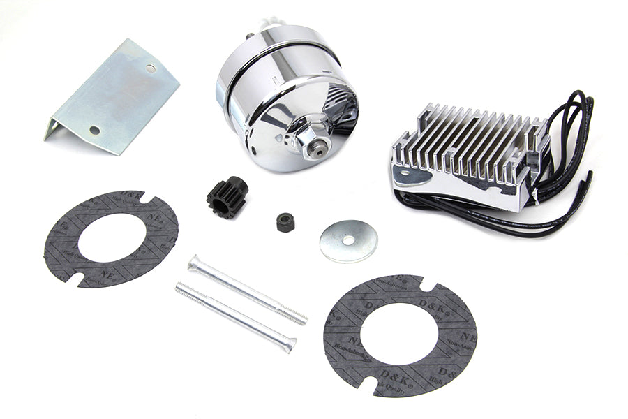 32-1675 - Chrome 12 Volt Alternator Generator Conversion Kit by V-Twin
