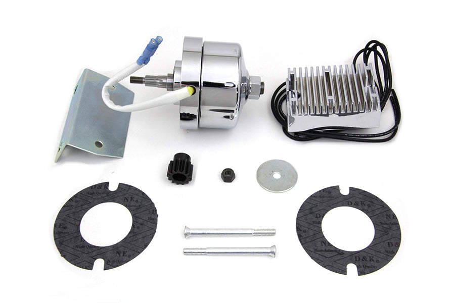 32-1675 - Chrome 12 Volt Alternator Generator Conversion Kit by V-Twin