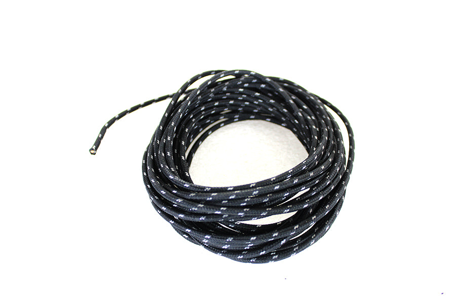32-1720 - Black 25' Cloth Covered Wire with White Tracer by Volt Tech