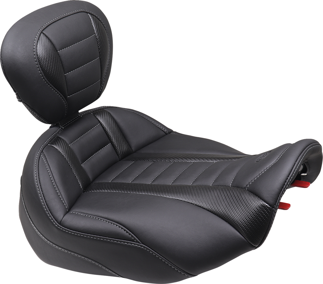 MUSTANG Deluxe Touring Solo Seat - w/ Backrest - Gunmetal Stitch - FLT/FLH '23-'25 89401GM