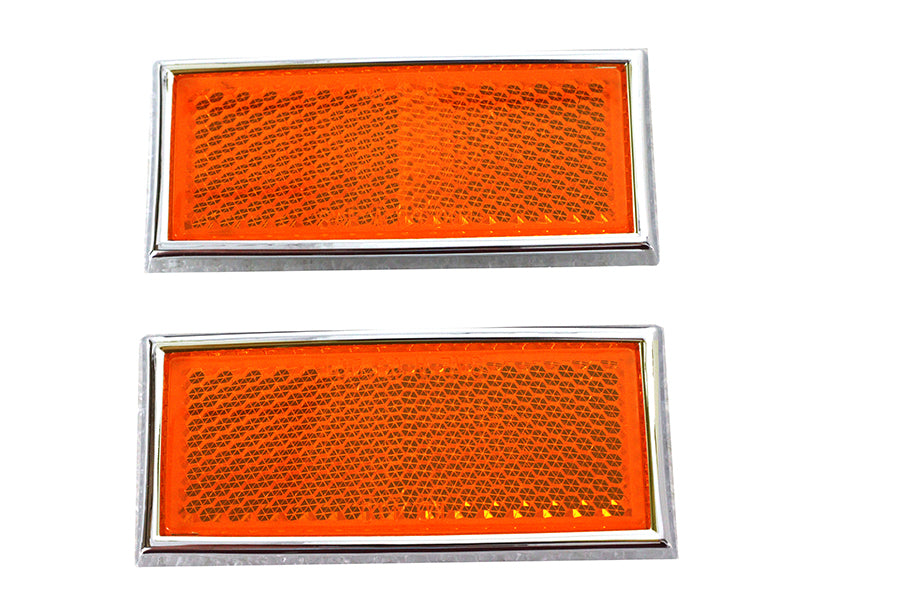 33-0033 - Front Amber Reflector Set With Chrome Frame by V-Twin