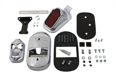 33-0191 - Chrome Tombstone Tail Lamp Kit with Skull Grill by V-Twin