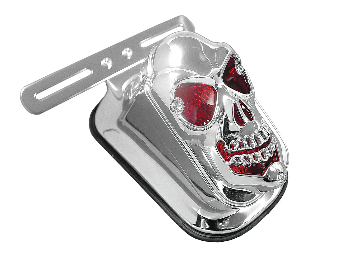 33-0313 - Chrome Skull Grill Tombstone Tail Lamp by V-Twin