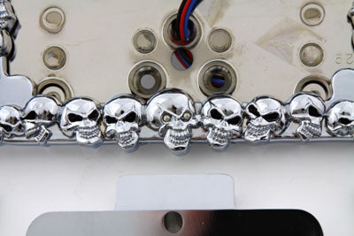 33-0387 - Chrome Tail Lamp and License Plate Holder Skull Style by Wyatt Gatling