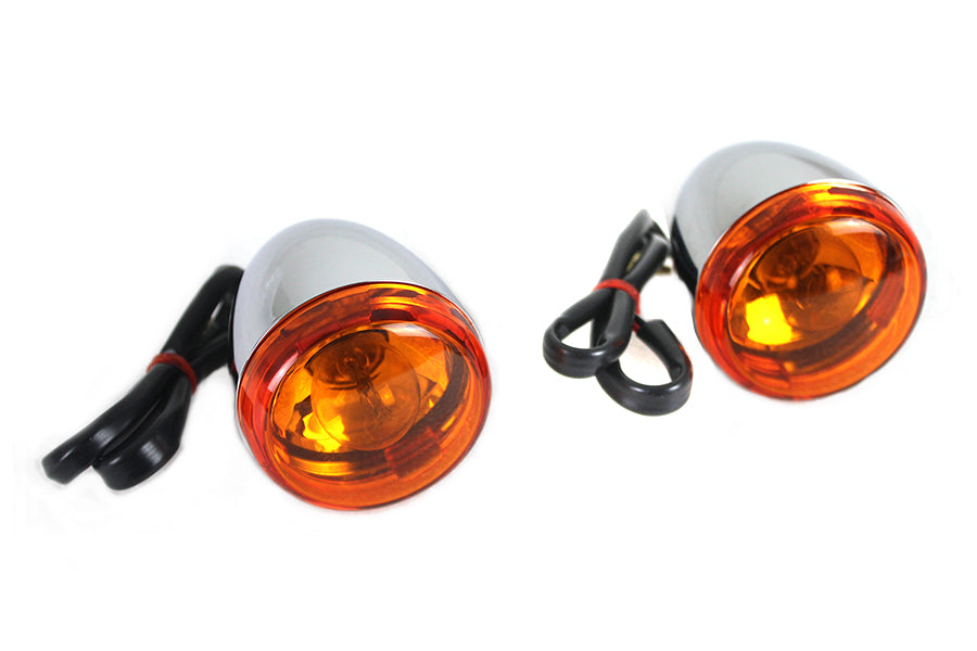 33-0592 - Chrome Torpedo Style Rear Turn Signal Set by Wyatt Gatling