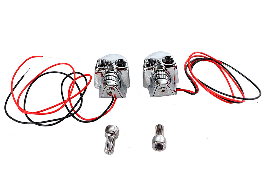 33-0626 - 2 inch Chrome Skull Marker Lamp with Red LED by Wyatt Gatling