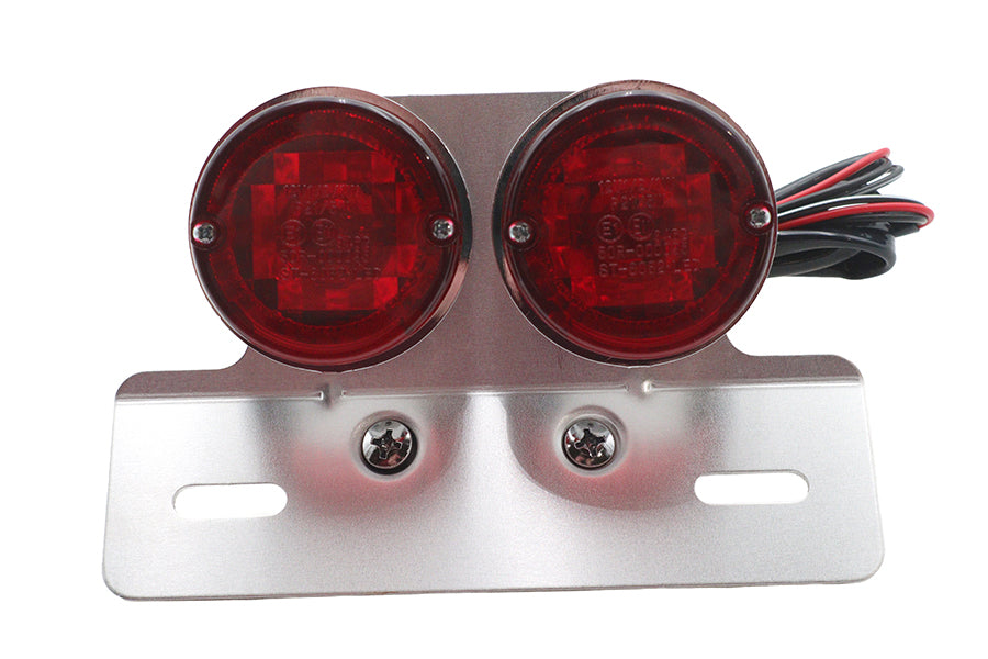 33-0744 - Chrome Twin Round Tail Lamp with Alloy License Bracket by Wyatt Gatling