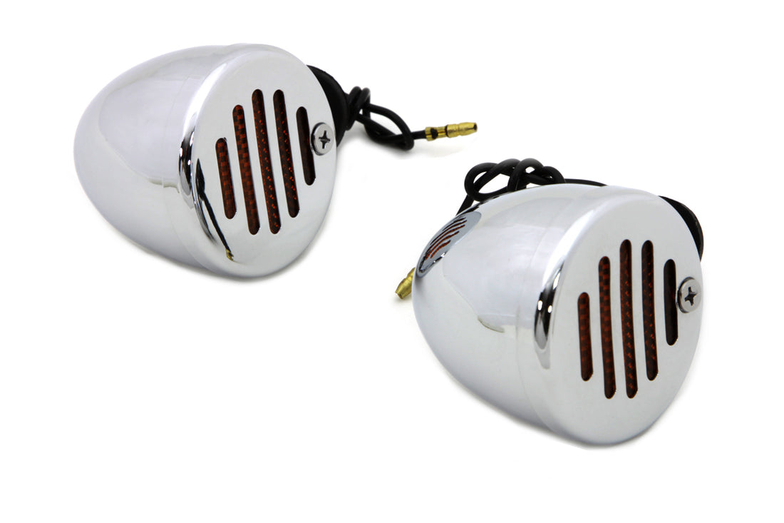 33-0752 - Chrome Shielded Bullet Marker Lamp Set with Amber Lens by Wyatt Gatling