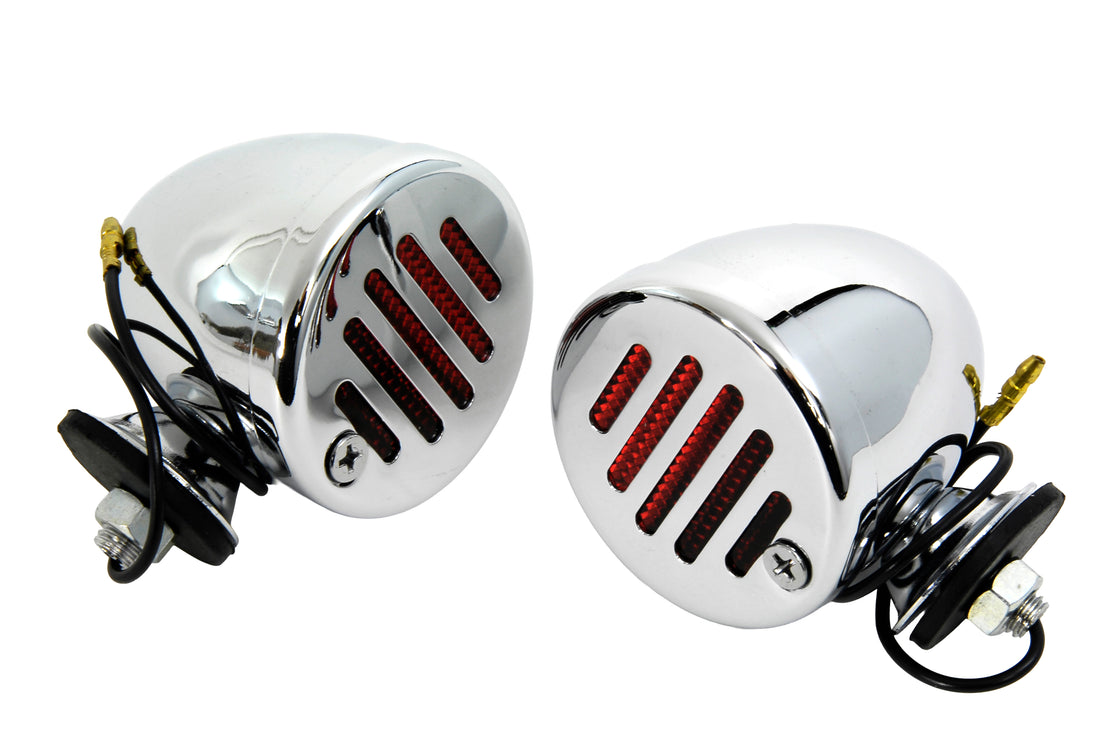 33-0753 - Chrome Shielded Bullet Marker Lamp Set with Red lens by Wyatt Gatling