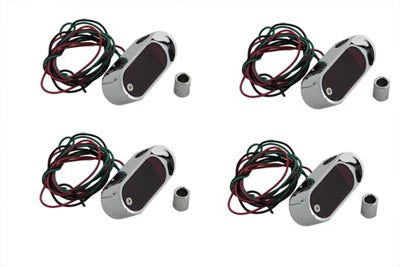33-0827 - Chrome Mini Marker Lamp Set LED with Red Lens by Wyatt Gatling