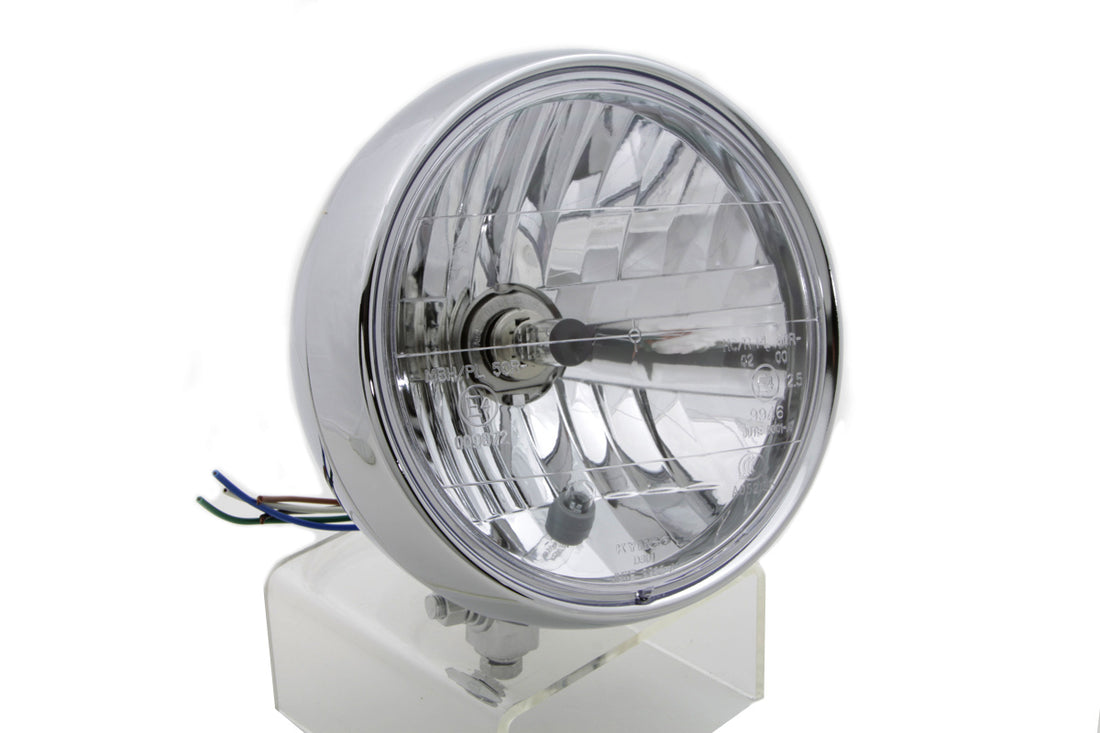33-0962 - 6 inch Round Headlamp Steel Chrome by Wyatt Gatling
