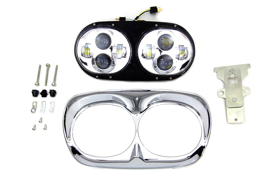 33-1100 - Chrome Dual LED Headlamp Unit by Wyatt Gatling