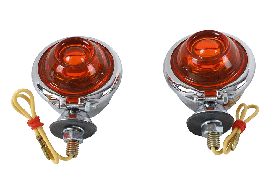 33-1124 - Chrome Turn Signal Set Bullet with Amber Lens by Wyatt Gatling
