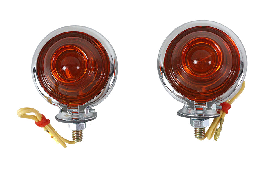 33-1124 - Chrome Turn Signal Set Bullet with Amber Lens by Wyatt Gatling