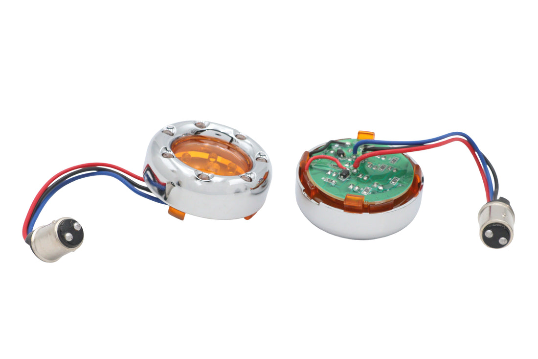 33-1338 - Chrome LED Turn Signal Bezel with Amber Lens by Wyatt Gatling