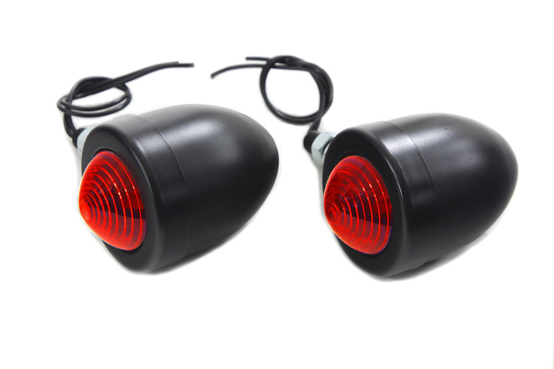 33-1410 - Black Bullet Marker Lamp Set with Red Lens by Wyatt Gatling