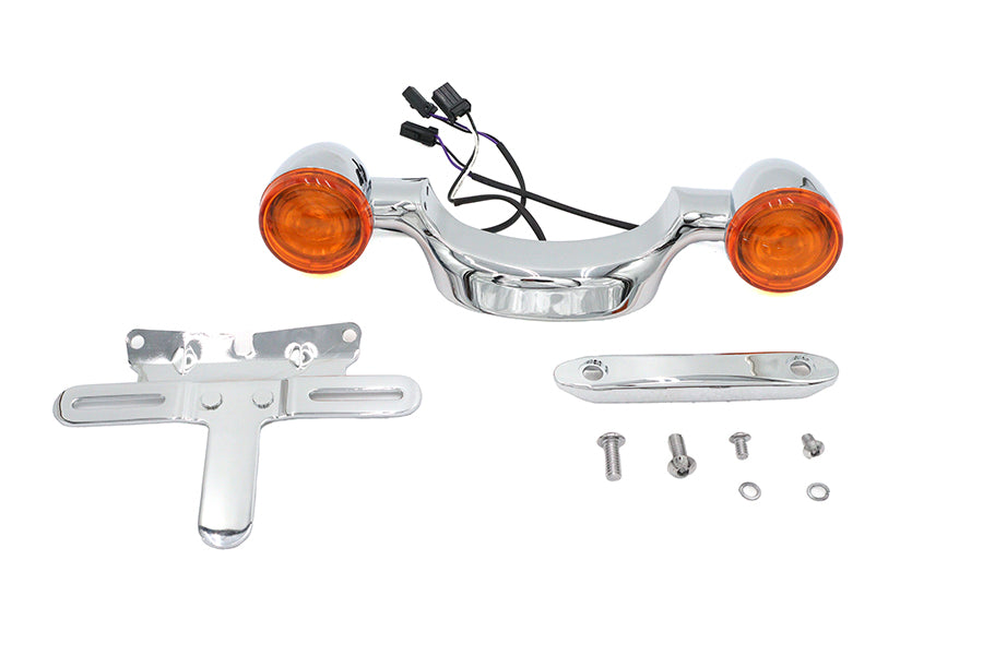 33-1480 - Chrome Bullet Rear Turn Signal Bar and License Plate by Wyatt Gatling