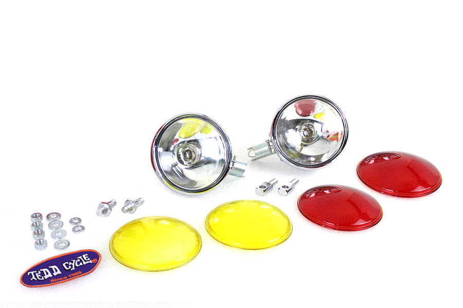 33-1621 - Replica Chrome Guide Spotlamp Set 6 Volt by V-Twin