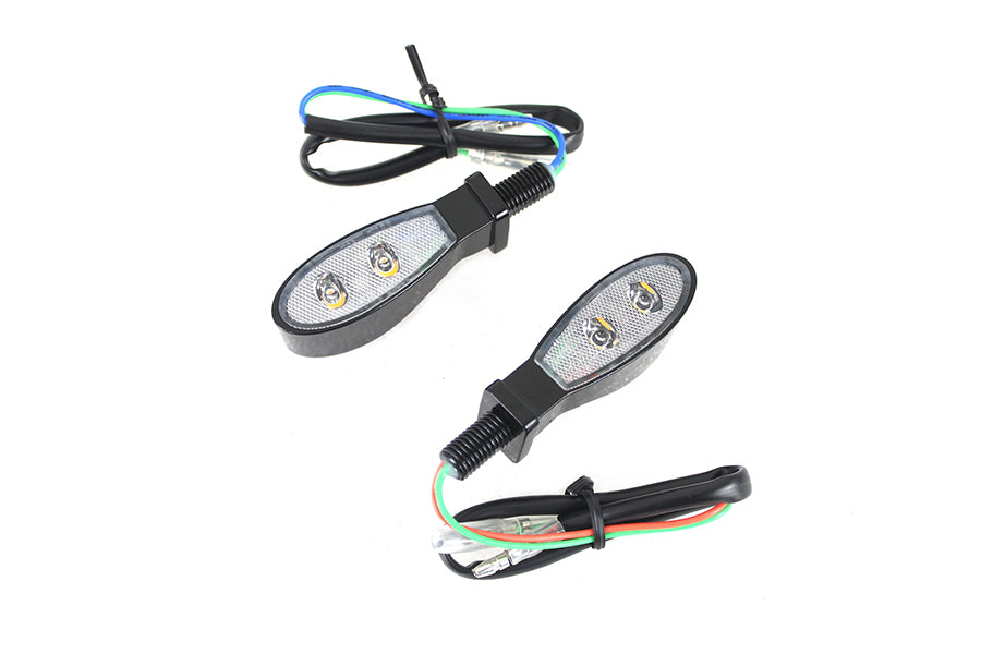 33-1638 - Black Teardrop Shaped LED Turn Signal Set with Clear Lens by Wyatt Gatling