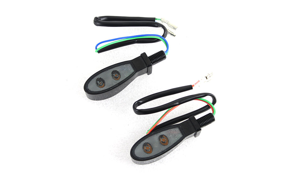 33-1639 - Black Teardrop Shaped LED Turn Signal Set with Smoked Lens by Wyatt Gatling