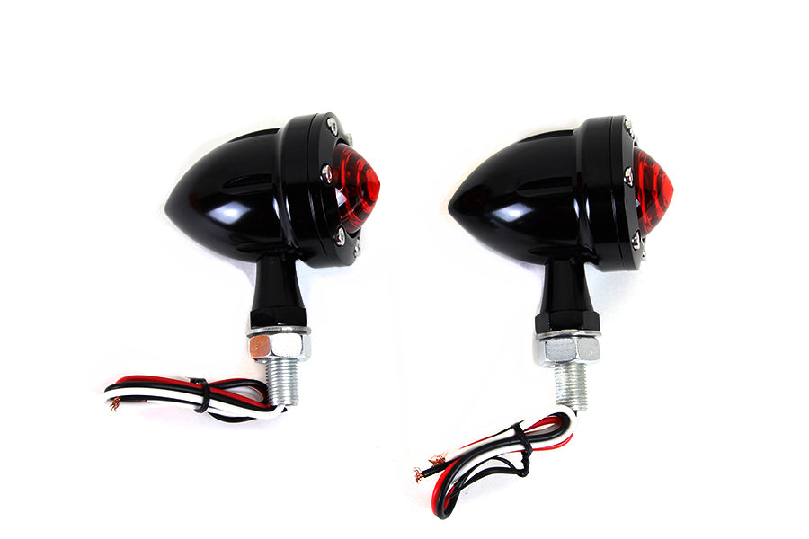 33-1653 - LED Bullet Turn Signal Set Black with Red Lens by Wyatt Gatling