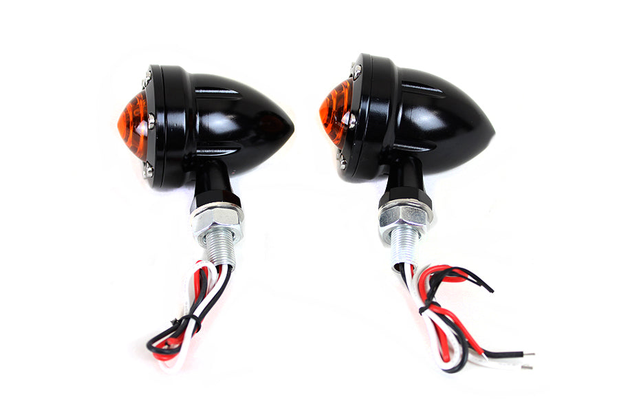 33-1654 - LED Bullet Turn Signal Set Black with Amber Lens by Wyatt Gatling