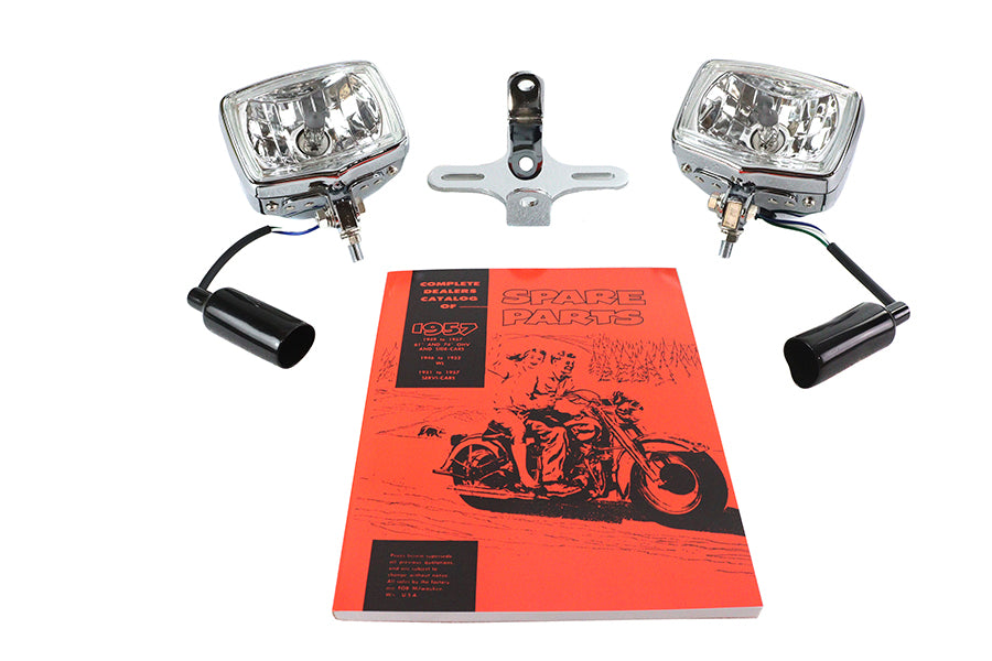 33-1749 - Dual Rectangular Headlamp Kit Chrome by V-Twin