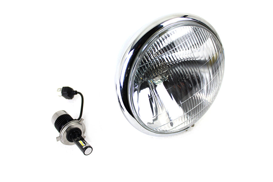 33-1787 - 6-1/2  Spring Fork H-4/LED Headlamp Unit Chrome by V-Twin