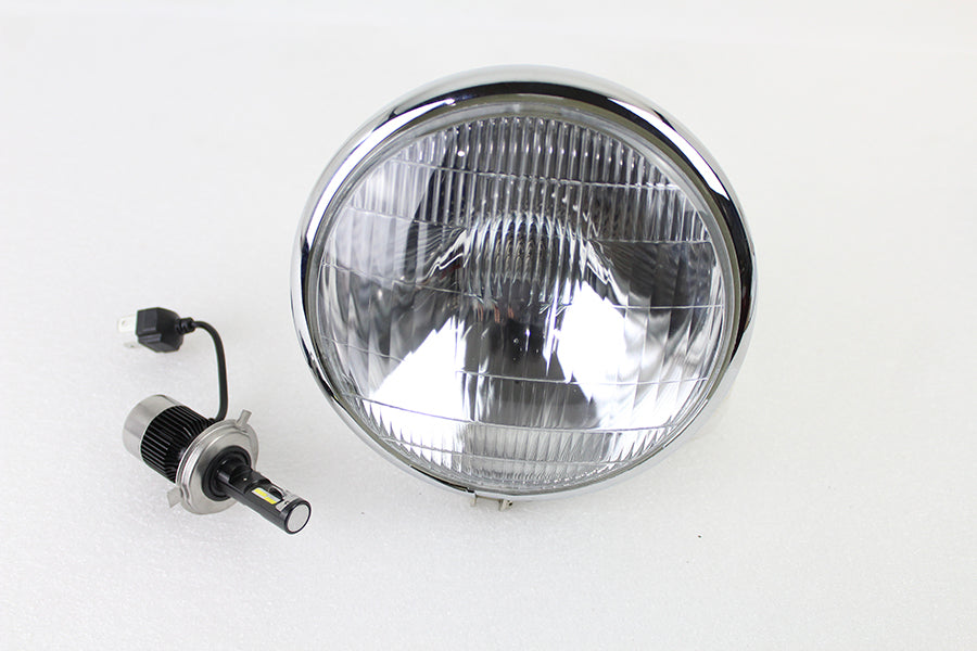 33-1787 - 6-1/2  Spring Fork H-4/LED Headlamp Unit Chrome by V-Twin