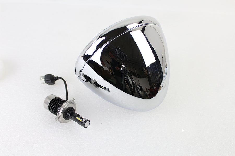 33-1787 - 6-1/2  Spring Fork H-4/LED Headlamp Unit Chrome by V-Twin