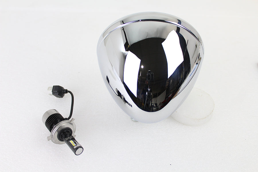 33-1787 - 6-1/2  Spring Fork H-4/LED Headlamp Unit Chrome by V-Twin