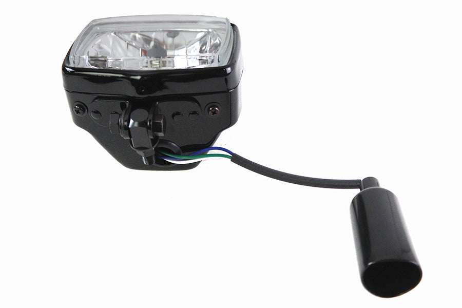 12 Volt Chopper Rectangular Headlamp Black