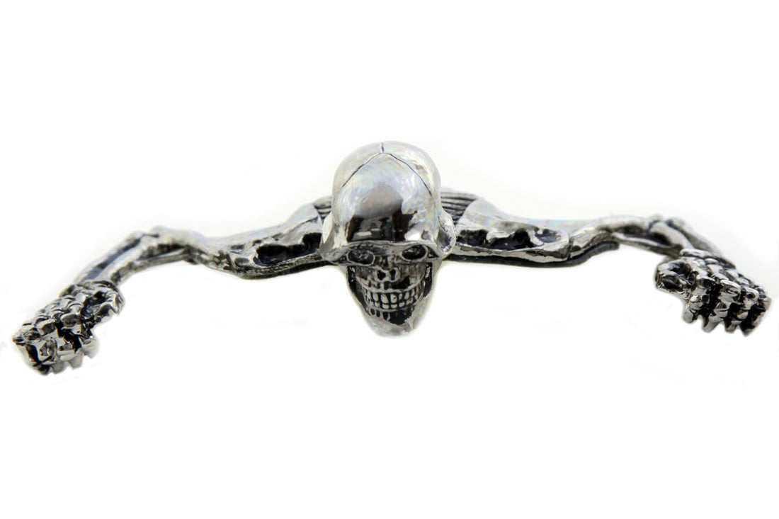 33-1936 - 7 inch Headlamp Visor Ornament Skull Type Chrome by Wyatt Gatling