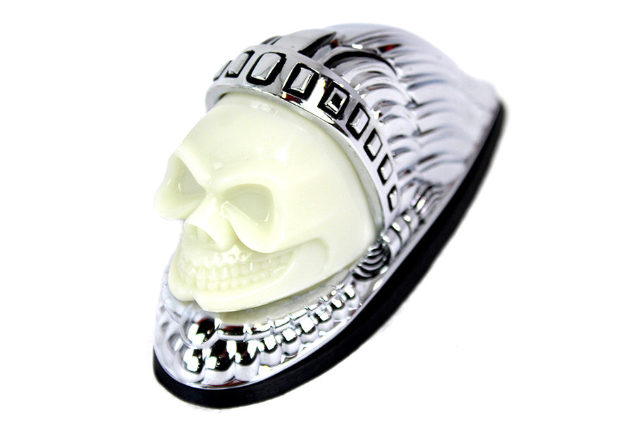 33-1946 - Skull Head Fender Ornament Chrome by V-Twin