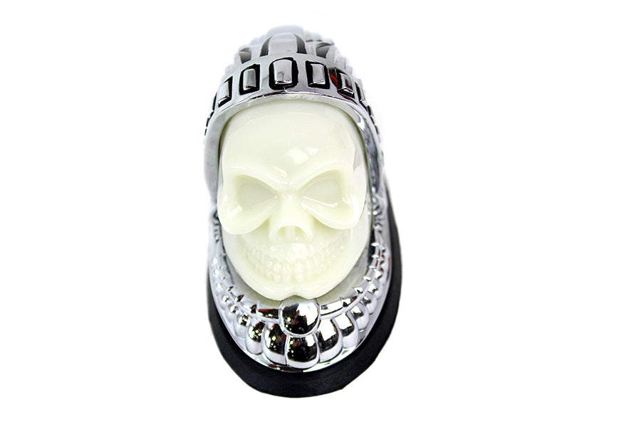 33-1946 - Skull Head Fender Ornament Chrome by V-Twin