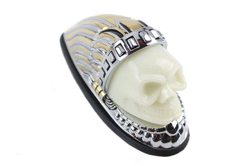 Skull Head Fender Ornament Chrome and Gold