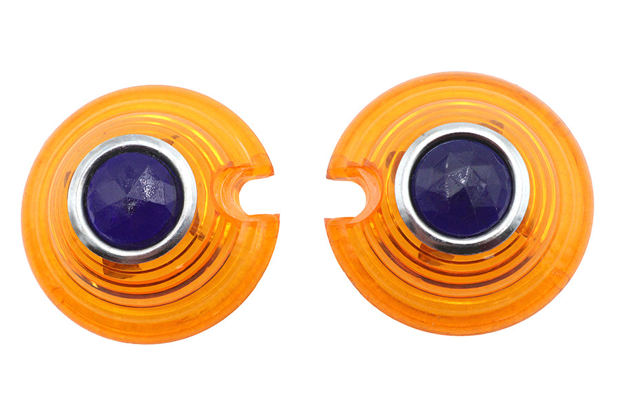 33-1975 - Marker Lamp Lens Amber with Blue Dot Bullet Style by Wyatt Gatling