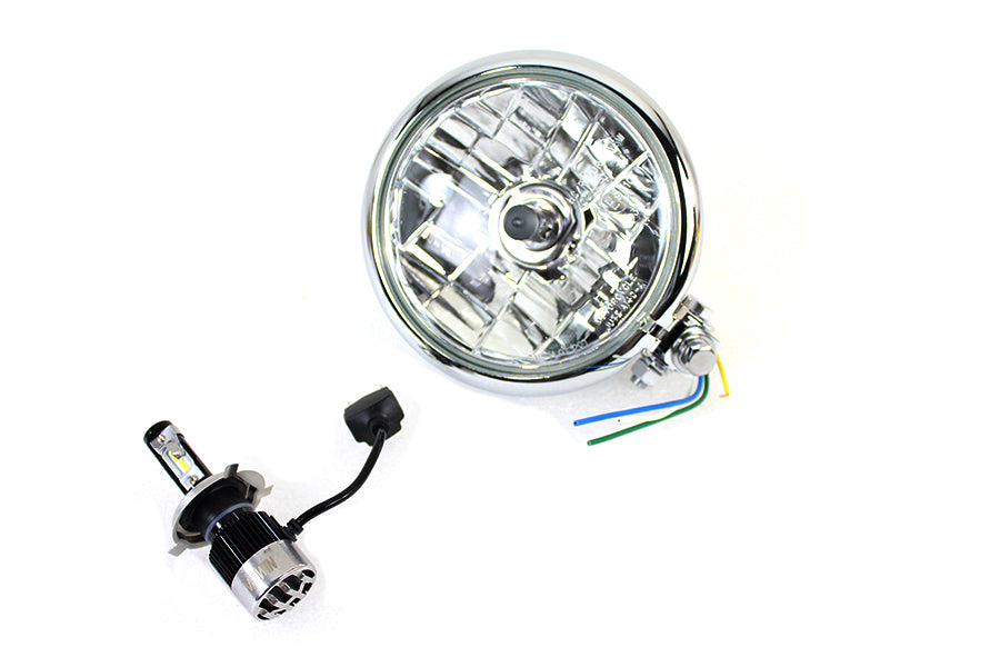 33-2280 - 5-3/4 inch Bates Style 12 Volt LED Headlamp Chrome by V-Twin