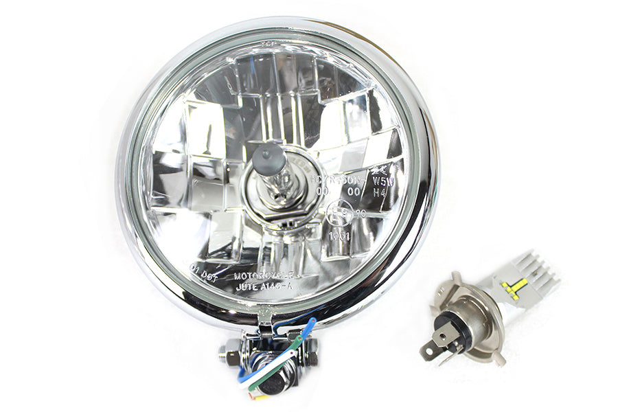 33-2355 - 5-3/4  Bates Style 6 Volt LED Headlamp Chrome by V-Twin