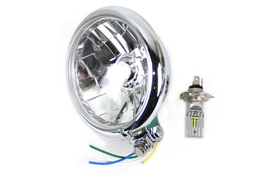 33-2355 - 5-3/4  Bates Style 6 Volt LED Headlamp Chrome by V-Twin