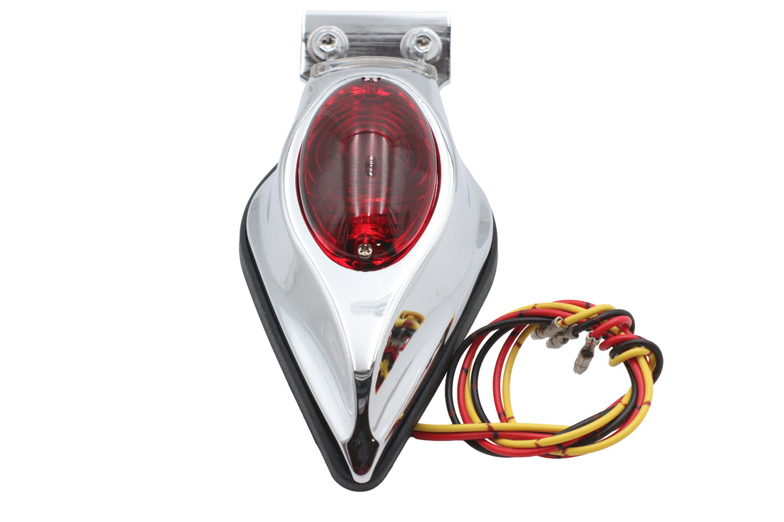 33-3036 - Chrome Teardrop Bulb Tail Lamp Assembly with Red Lens by Wyatt Gatling