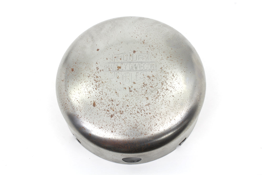 34-0048 - Raw 6 inch Air Cleaner Cover with Logo by V-Twin